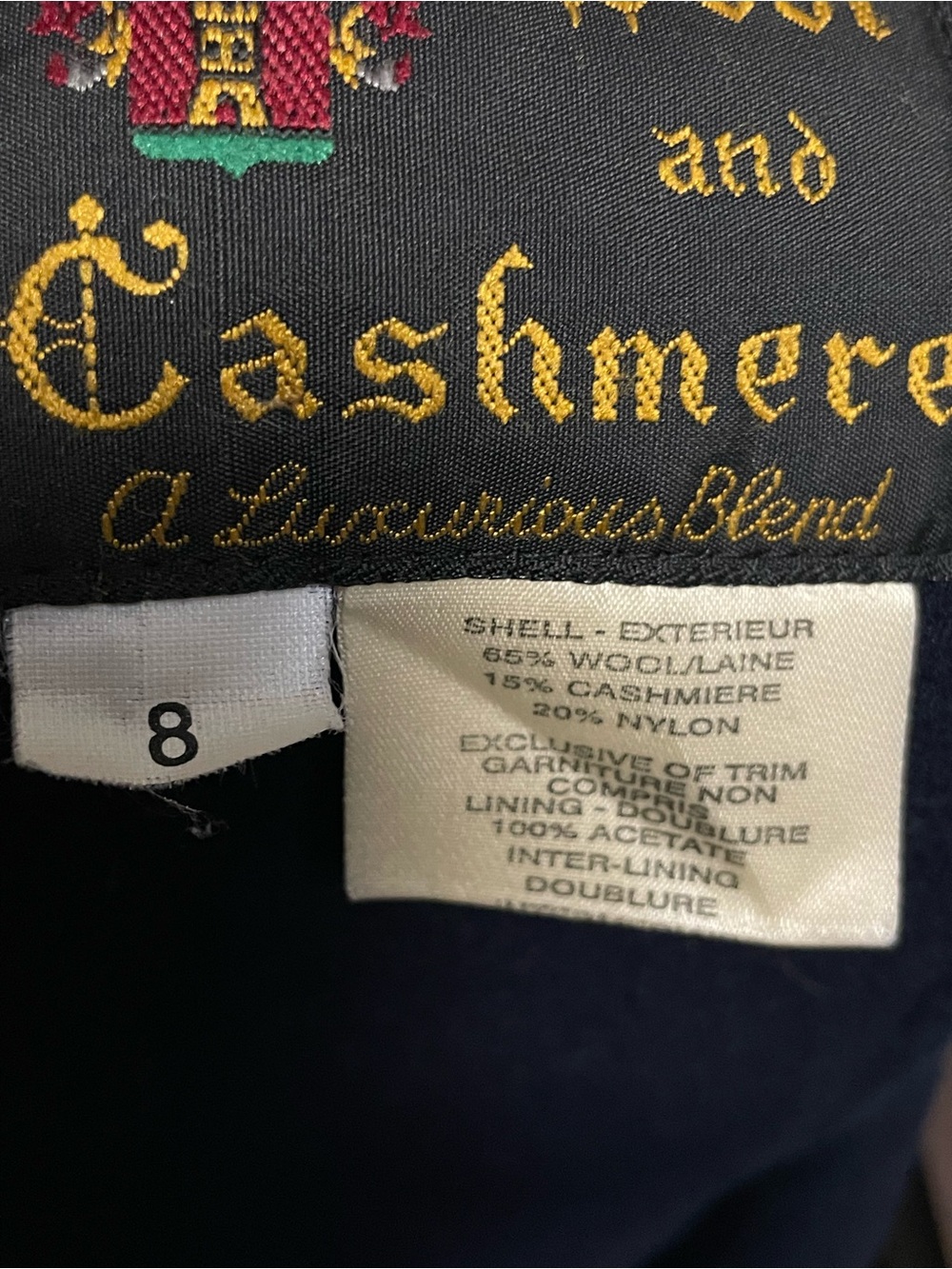 Holt Renfrew Double-Breasted Navy Wool Cashmere Peacoat Women’s Size 8 - Picture 5 of 12